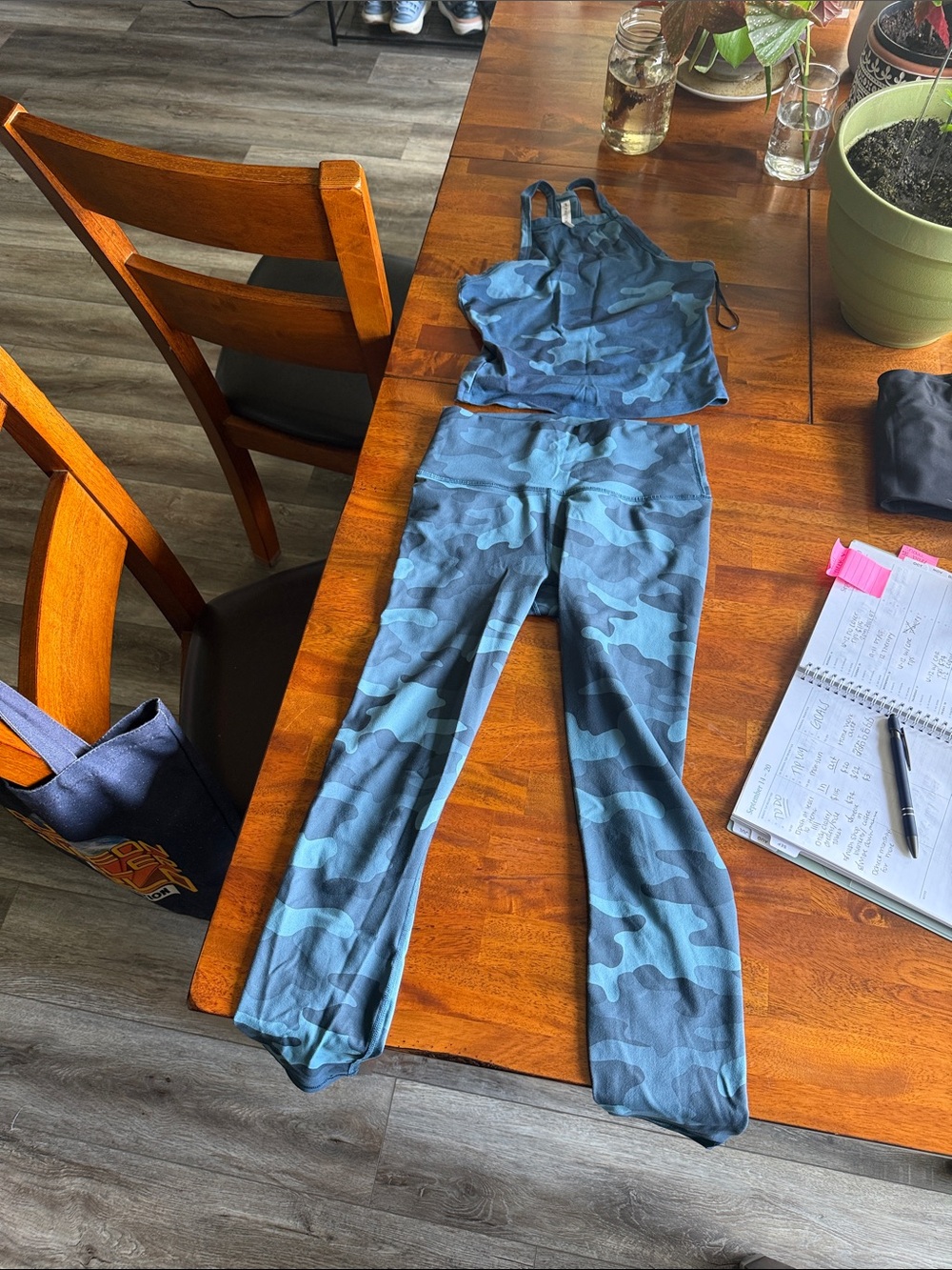 fabletics powerhold blue camo set
